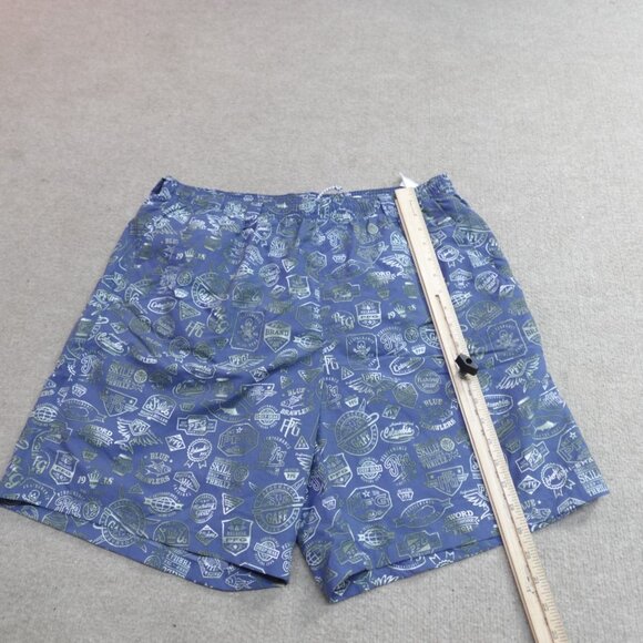 Columbia PFG Swim Shorts Large Blue All Over Print Lined 7" in - Picture 2 of 11